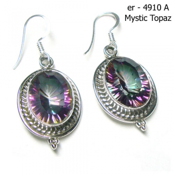 Pure silver antique look mystic topazdrop earrings